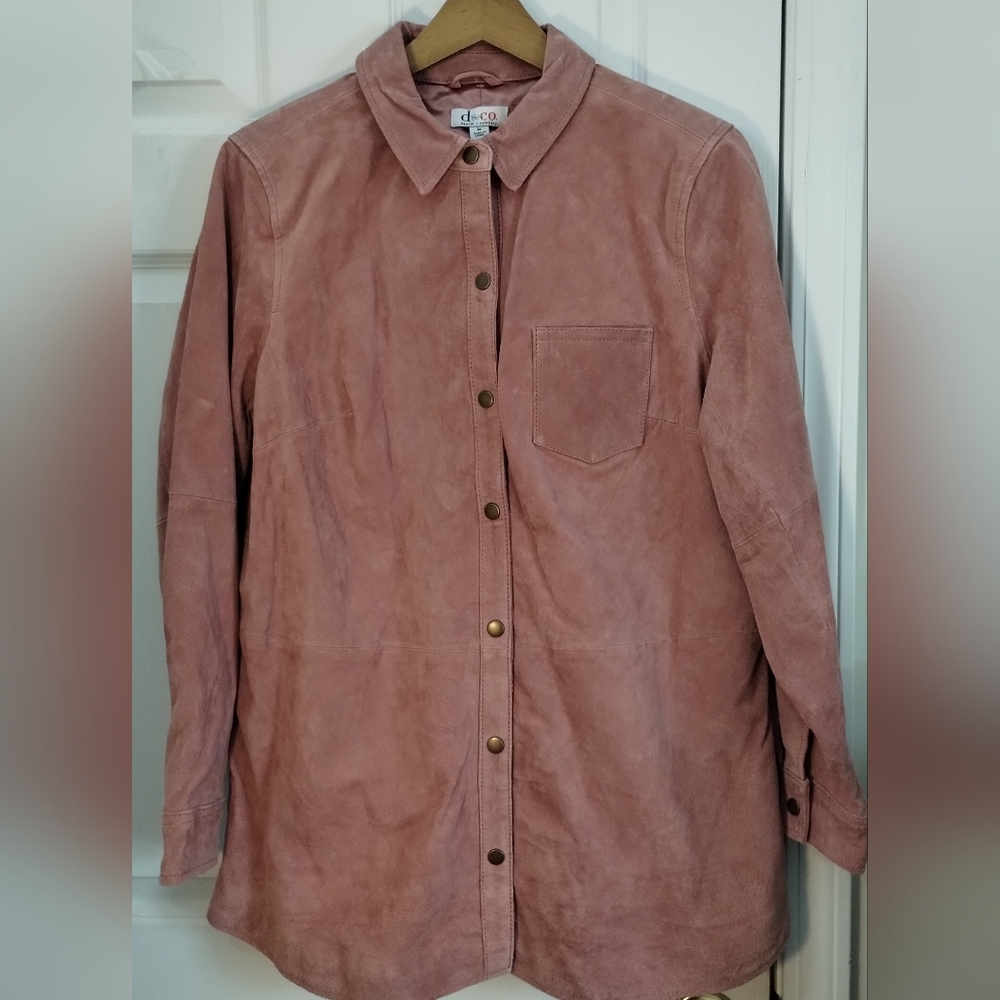 Women's Pink Leather Shacket